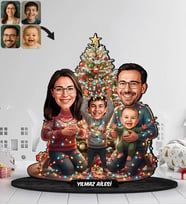 BK Gift Kişiye Özel Aile Yılbaşı Tasarımlı Karikatür Biblo -7, Yılbaşı Hediyesi, Yeni Yıl Hediyesi