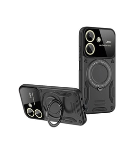 Durukar® Redmi 13C Kılıf Joy Lens Standlı Kapak - Siyah