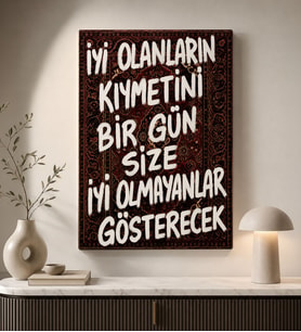 BK Gift Vintage Klasik Sanat Esprili Sözlü Dekoratif Kanvas Tablo - 34