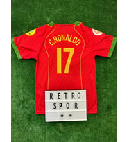 Cristiano Ronaldo Portekiz 2004 Avrupa Şampiyonası Kısa Kol Nostalji Forma / Retro Ronaldo Forma (Bordo)