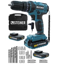 Steiner Germany Technology Darbeli 58 V 5 Ah Metal Şanzıman Çift Akü Şarjlı Vidalama Matkap Blue + 24 Parça Set