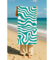 Plaj Havlusu Dalgalı Dijital Baskılı 70x150 Cm Plaj Havlusu - Mint (Karışık)