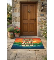 Valerine Life Retro Dünya Başkentleri Dijital Baskılı Ev Ofis işyeri Dış Kapı Önü Paspası 45x70cm