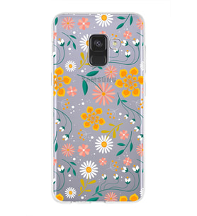 Samsung Galaxy A8 (2018) Uyumlu Kapak Çiçek Tasarımlı Şeffaf Silikon Kılıf