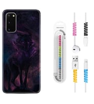 Samsung A02S A03S A10 A12 A13 A21S A22 Kılıf Kablo Koruma Spiral Silikon Black Purple Wolf 1791
