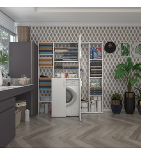 Kenzlife çamaşır makinesi dolabı kasparovmega byz 180*156*55-20 banyo kapaklı arkalıksız (Karışık)