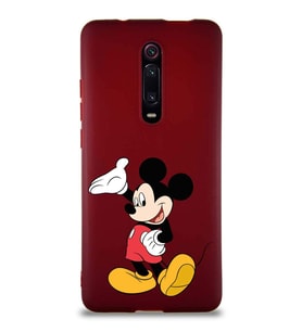 Xiaomi Mi 9T Soft Premier Kapak Mickey Mouse-C Tasarımlı Silikon Kılıf - Mürdüm (Şeffaf)