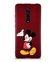 Xiaomi Mi 9T Soft Premier Kapak Mickey Mouse-C Tasarımlı Silikon Kılıf - Mürdüm (Şeffaf)