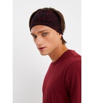 Siyah-Kırmızı Erkek Pamuklu Penye, Kaymaz, Ultra Hafif, Spor Geniş Saç Bandı Bandana Buff