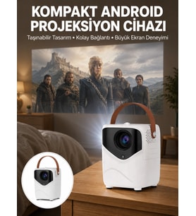 Projeksiyon Ev Sineması Bluetooth 4k HD Kaliteli Görüntü Kumandalı Yeni Nesil