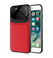 Ceponya iPhone 8 Kılıf Deri Görünümlü Emiks Kapak (Kırmızı)