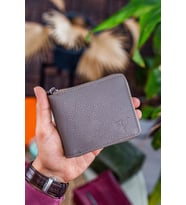 Garbalia Carole Hakiki Deri Fermuar Kilitli Unisex Cüzdan Vizon