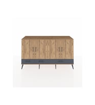 Kronos Konsol 6 Raflı 3 Çekmeceli 4 Kapaklı 176x59x99 Çam-Çam/Antrasit
