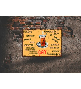 Çay Retro Ahşap Poster  28 x 20