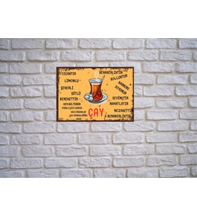Çay Retro Ahşap Poster 28 x 20