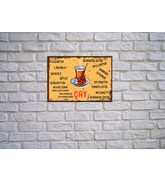 Çay Retro Ahşap Poster 28 x 20