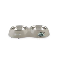 Beeztees Köpek İkili Mama ve Su Kabı, Paslanmaz Çelik, Gri, 34x17,5cm, 2x350ml