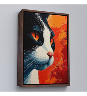 Çerçeveli Cool Kedi Tablo (Altın)