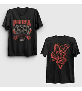 Presmono Unisex Siyah Mouth Of War Pantera Sırt Baskılı T-Shirt 517541tt