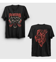 Presmono Unisex Siyah Mouth Of War Pantera Sırt Baskılı T-Shirt 517541tt