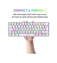 Blue Switch Mini Rgb Oyun Klavyesi Gaming Mekanik 62 Tuşlu 18 Rgb Led Usb Type-c Kablo (Beyaz)