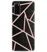 Samsung A02S A03S A10 A12 A13 A21S A22 Kılıf Desenli Silikon Pembe Şeritli Mermer 1312