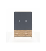 Arges Dolap 5 Raflı 6 Çekmeceli Tek Askılı 132x30x195 Aytaşı-Antrasit/Çam