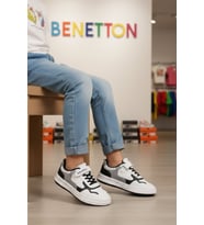 United Colors Of Benetton Beyaz Siyah Cırtlı Hafif Unisex Çocuk Spor Ayakkabı BNI-10020 F