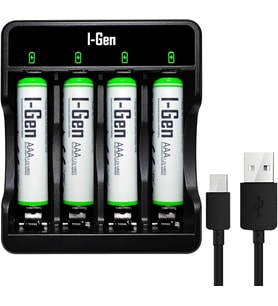 G465 4'lü Pil Şarj Aleti + 4 Adet AAA 650 mAh Şarjlı İnce Kalem Pilli Set