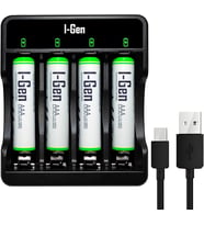 G465 4'lü Pil Şarj Aleti + 4 Adet AAA 650 mAh Şarjlı İnce Kalem Pilli Set