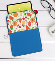 BK Gift Meyveler Tasarımlı Taşınabilir Koruyucu Tablet Kılıfı & Organizer Çanta - Mavi-1