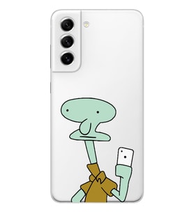 Samsung Galaxy S22 Uyumlu Squidward Selfie Tasarımlı Şeffaf Telefon Kılıfı