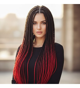 Afrika Örgüsü Ve Rasta İçin Sen Ombreli / Siyah / Koyu Kızıl / Açık Kızıl