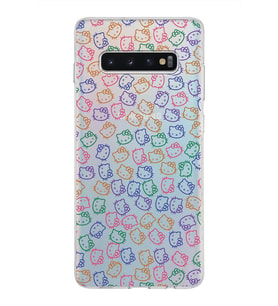 Samsung Galaxy S10 Plus Kapak Hello Kitty Tasarımlı Şeffaf Silikon Kılıf