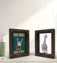 Bk Gift Banyo Dekoratif 2'li Doğal Masif Ahşap Çerçeve 15x20cm-27 (Beyaz)