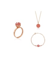 Lotus Çiçeği Yüzük.kolye Ve Bileklik Seti 925 Ayar Gümüş Set