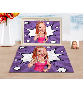 BK Gift Kişiye Özel Abla Karikatürlü 1000 Parça Profesyonel Puzzle-1