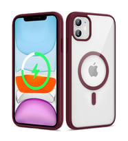 Lexroo iPhone 11 Kılıf M-safe Wireless Şarj Özellikli Silikon Ege Kılıf - Koyu Kırmızı