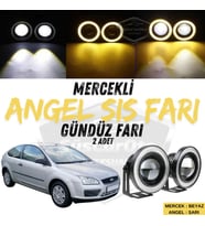 Ford Focus 2 2004-2008 Uyumlu Mercekli Angel Sis Farı Metal 76 mm Sarı Halkalı Gündüz Farı 2 Adet
