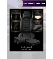 peugeot 2008 2023 Koltuk ve Kılıf uyumlu Lüks Yastık Siyah Minder 2 Minder 2 Yastık