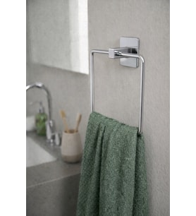 Krom Kare Havluluk Duvar Tipi Yapışkanlı Delme Gerektirmez