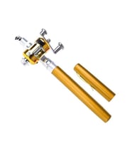 Süper Mini Cep Kalem Olta 23 cm Karbon/Alüminyum Kamp Seyahat Altın / Dore