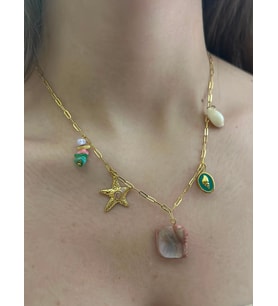 Renkli Charm Detay Çelik Kolye