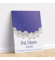 Kişiye Özel Gökyüzü Yıldız Haritası Kanvas Tablo