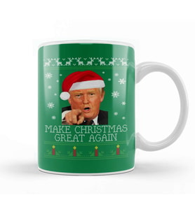 Make Christmas Great Again Donald Trump Knit Pattern Kupa Bardak Porselen