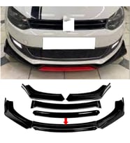 Vw Polo MK5 Siyah Renkli Şeritli Dilli Ön Lip 4 Prç Parlak Siyah ABS