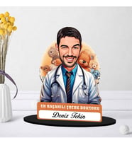 Kişiye Özel Erkek Çocuk Doktoruna Hediye Karikatürlü Biblo