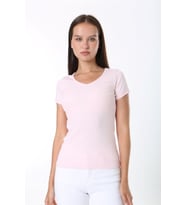 Rooted-Kadın Basic V Yaka T-shirt ,Fitilli Kaşkorse Kumaş bluz