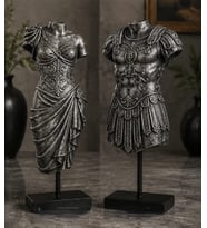Antik Roma İmparatoru Augustus & Livia Drusilla Başsız Kaideli Heykel Seti
