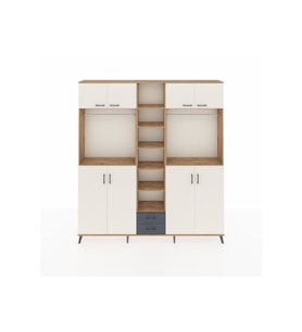 Arges Dolap 14 Raflı 2 Çekmeceli 2 Askılı 220x30x243 Çam-Aytaşı/Antrasit